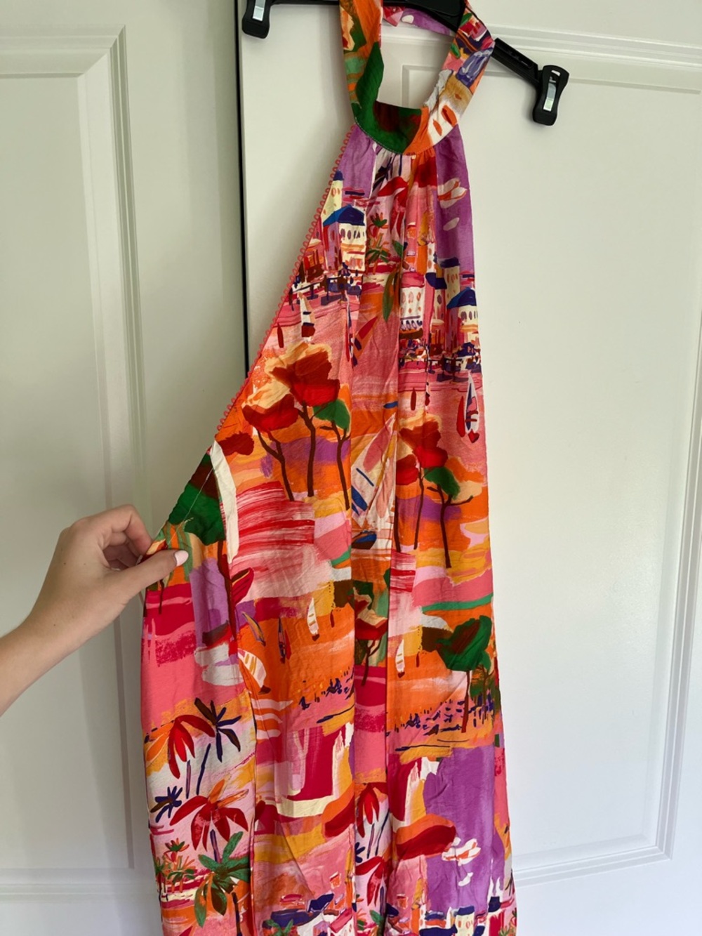 Fashion Nova Pink Multi Tropical Print Wide-Leg Jumpsuit - Picture 3 of 9